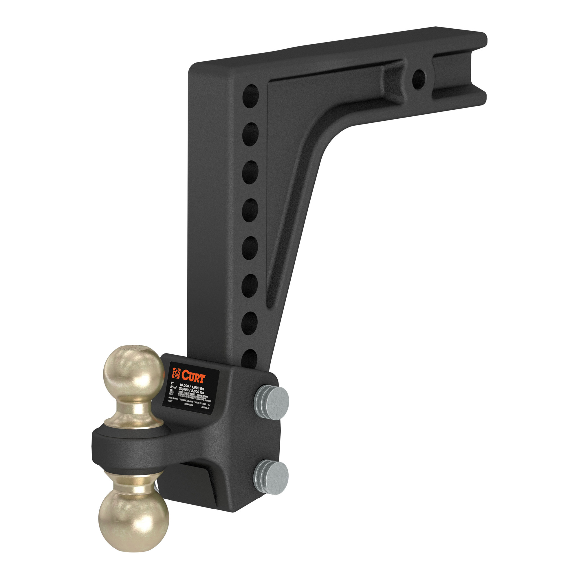 Curt Manufacturing, Deep-Drop Adj. Ball Mount w Dual Ball 2-1/2in. Shank, Gross Towing Weight Varies lb, Ball Diameter Multiple in, Model# 45939